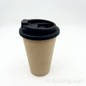 Milieuvriendelijk herbruikbaar aangepast logo bpa gratis 16oz kurk koffiekopje met deksel
